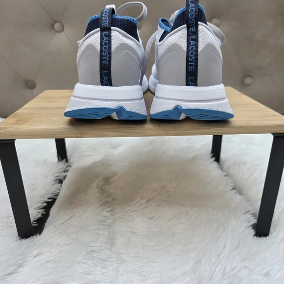 Lacoste Run Spin Knit Sneakers White Blue Athletic Shoes Size 8 - Picture 3 of 11